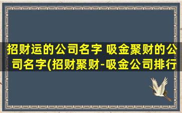 招财运的公司名字 吸金聚财的公司名字(招财聚财-吸金公司排行榜)